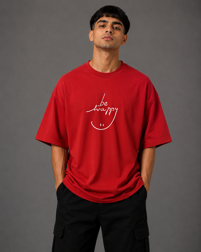 Zellee "Always Smile" Line-Stitch Relaxed Fit Oversized T-Shirt
