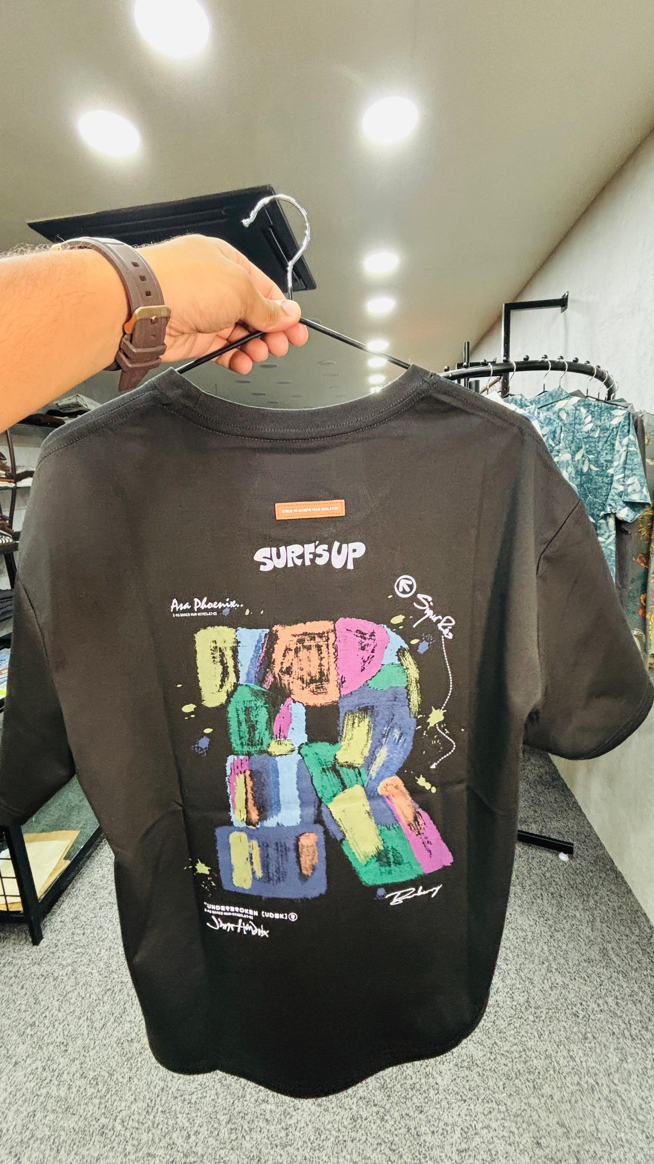 Zellee Imported Oversize Back Printed T-shirt For Mens And Boys (Black)