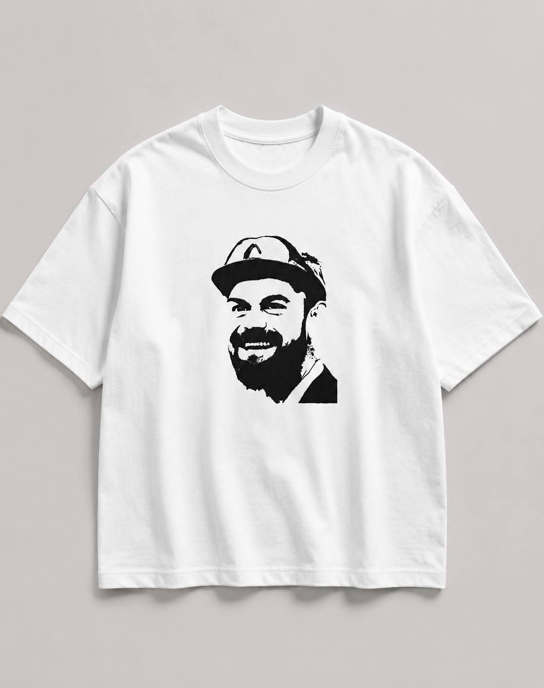 Zellee The King Kohli Embroidered Oversized T-Shirt - White