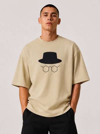 Zellee Minimalist Heisenberg Embroidered Oversized T-Shirt - Olive Green