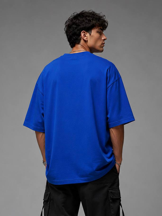 Zellee Minimalist Line-Art Moon Embroidered Relaxed T-Shirt
