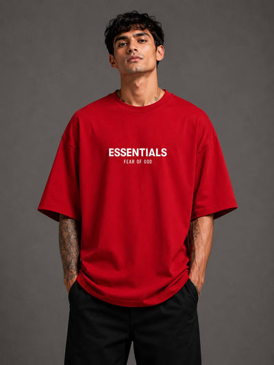 Zellee Men's "ESSENTIALS" Split-Level Embroidery Relaxed Fit T-Shirt