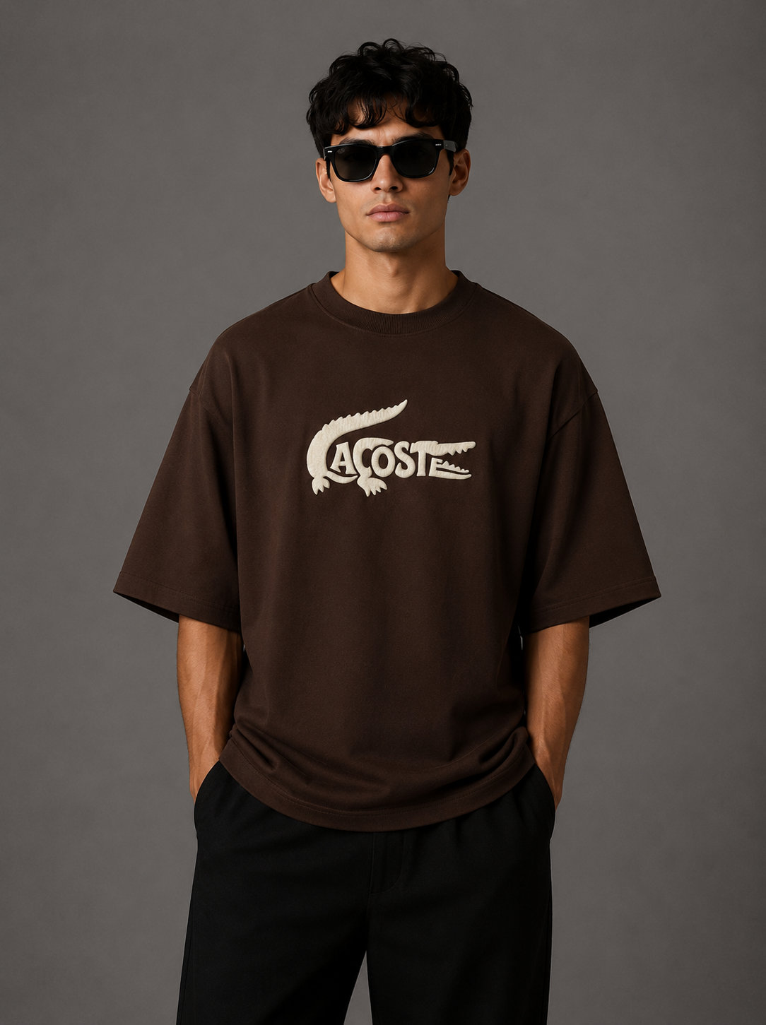 Zellee "Croc Silhouette" limited edition Embroidered Oversized Relaxed Fit T-Shirt
