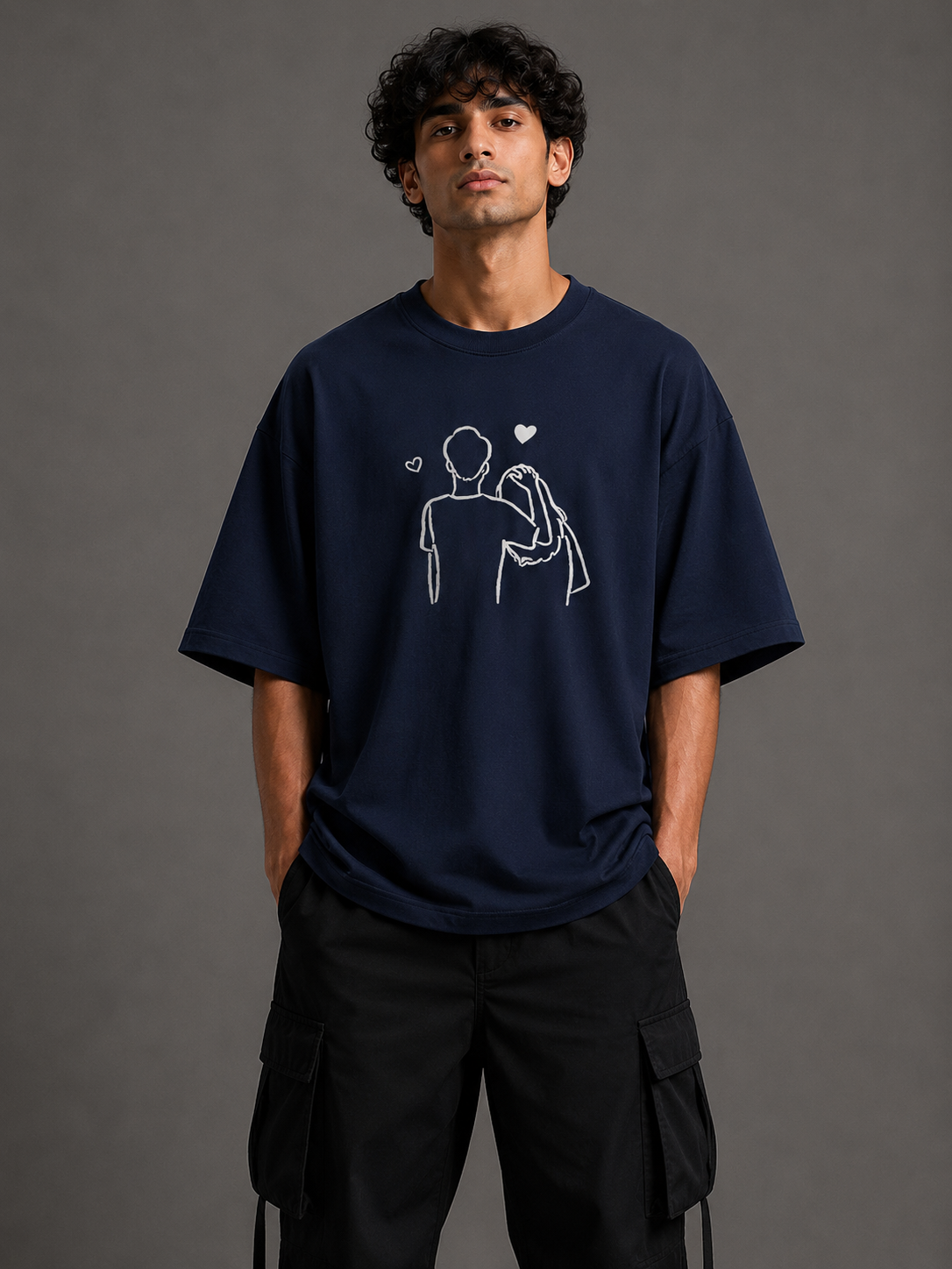 Zellee "Line-Stitch Love Edition" Heavyweight Oversized Relaxed Fit T-Shirt