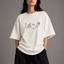 Zellee "Floral Smile" Line-Stitch Relaxed Fit Oversized T-Shirt