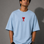 Zellee "Aesthetic Heart" High-Density Embroidered Oversized Relaxed Fit T-Shirt
