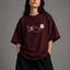 Zellee "Floral Smile" Line-Stitch Relaxed Fit Oversized T-Shirt