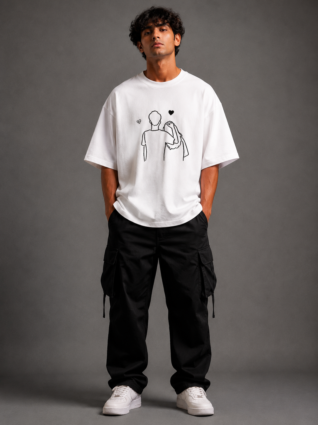 Zellee "Line-Stitch Love Edition" Heavyweight Oversized Relaxed Fit T-Shirt