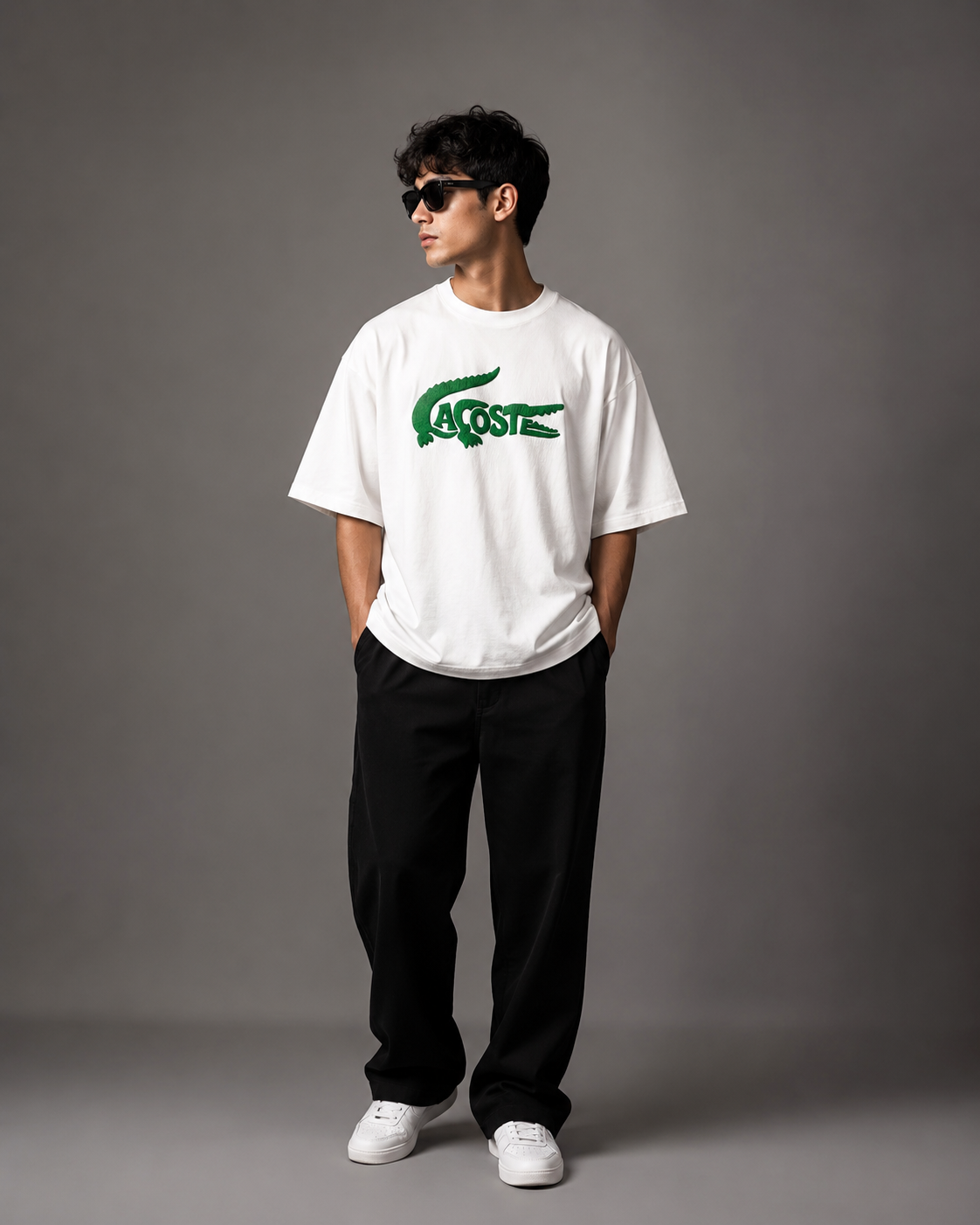 Zellee "Croc Silhouette" limited edition Embroidered Oversized Relaxed Fit T-Shirt
