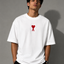 Zellee "Aesthetic Heart" High-Density Embroidered Oversized Relaxed Fit T-Shirt
