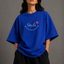 Zellee "Smile Heart" Line-Stitch Relaxed Fit Oversized T-Shirt