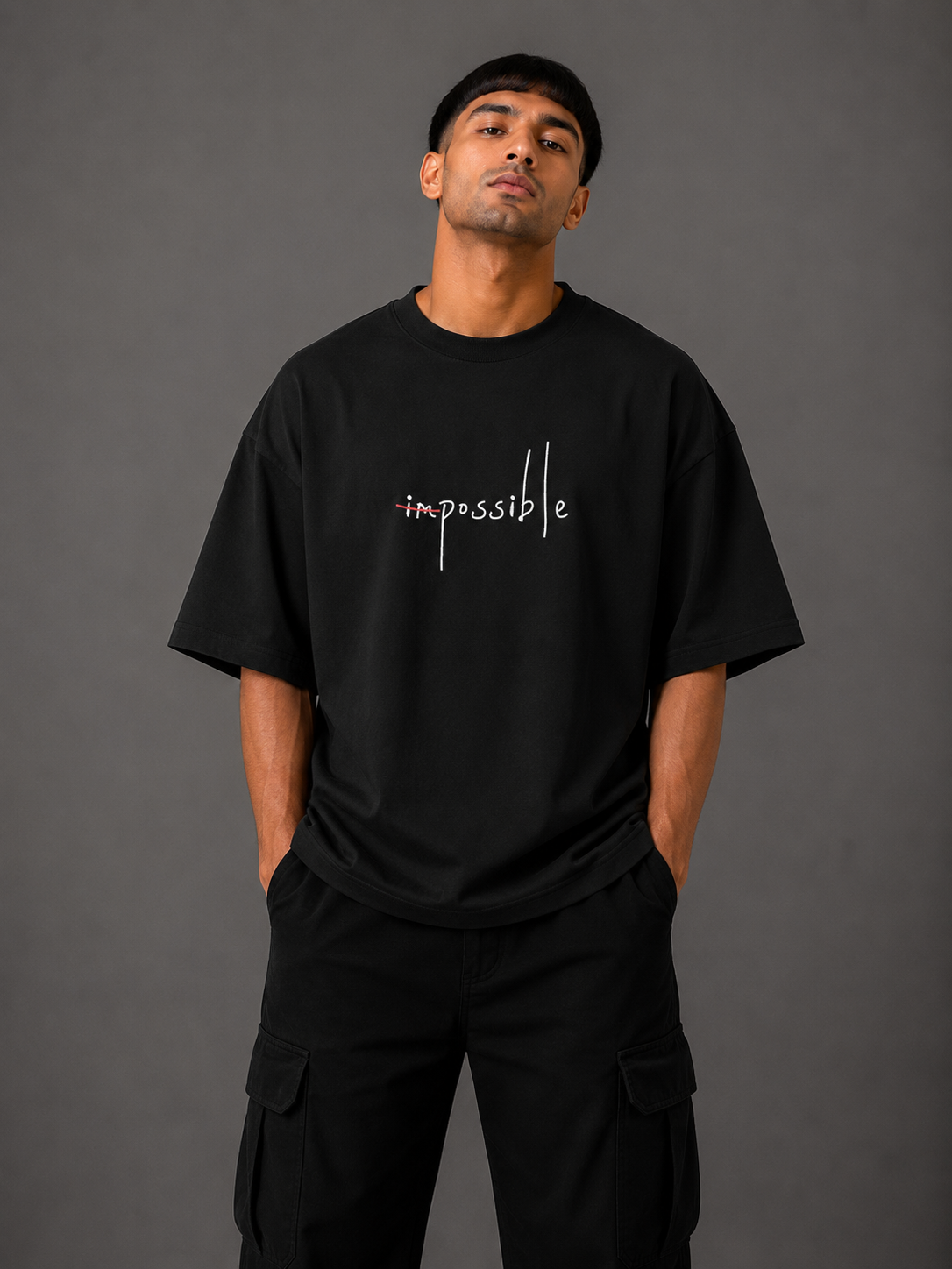 Zellee "Mindset" Oversized Embroidered Relaxed Fit T-Shirt