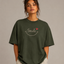 Zellee "Smile Heart" Line-Stitch Relaxed Fit Oversized T-Shirt