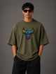 Zellee "Neon Bull" Multi-Stitch Relaxed Fit Oversized T-Shirt