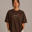 Zellee "Smile Heart" Line-Stitch Relaxed Fit Oversized T-Shirt