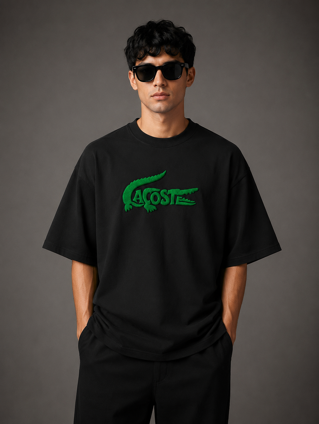 Zellee "Croc Silhouette" limited edition Embroidered Oversized Relaxed Fit T-Shirt