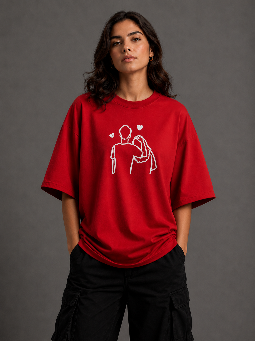 Zellee "Line-Stitch Love Edition" Heavyweight Oversized Relaxed Fit T-Shirt