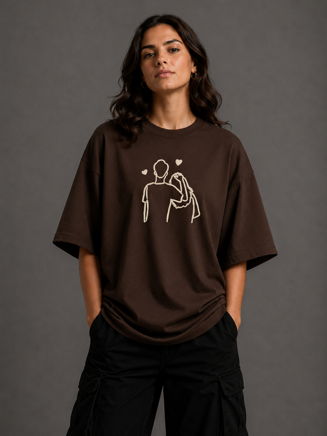 Zellee "Line-Stitch Love Edition" Heavyweight Oversized Relaxed Fit T-Shirt