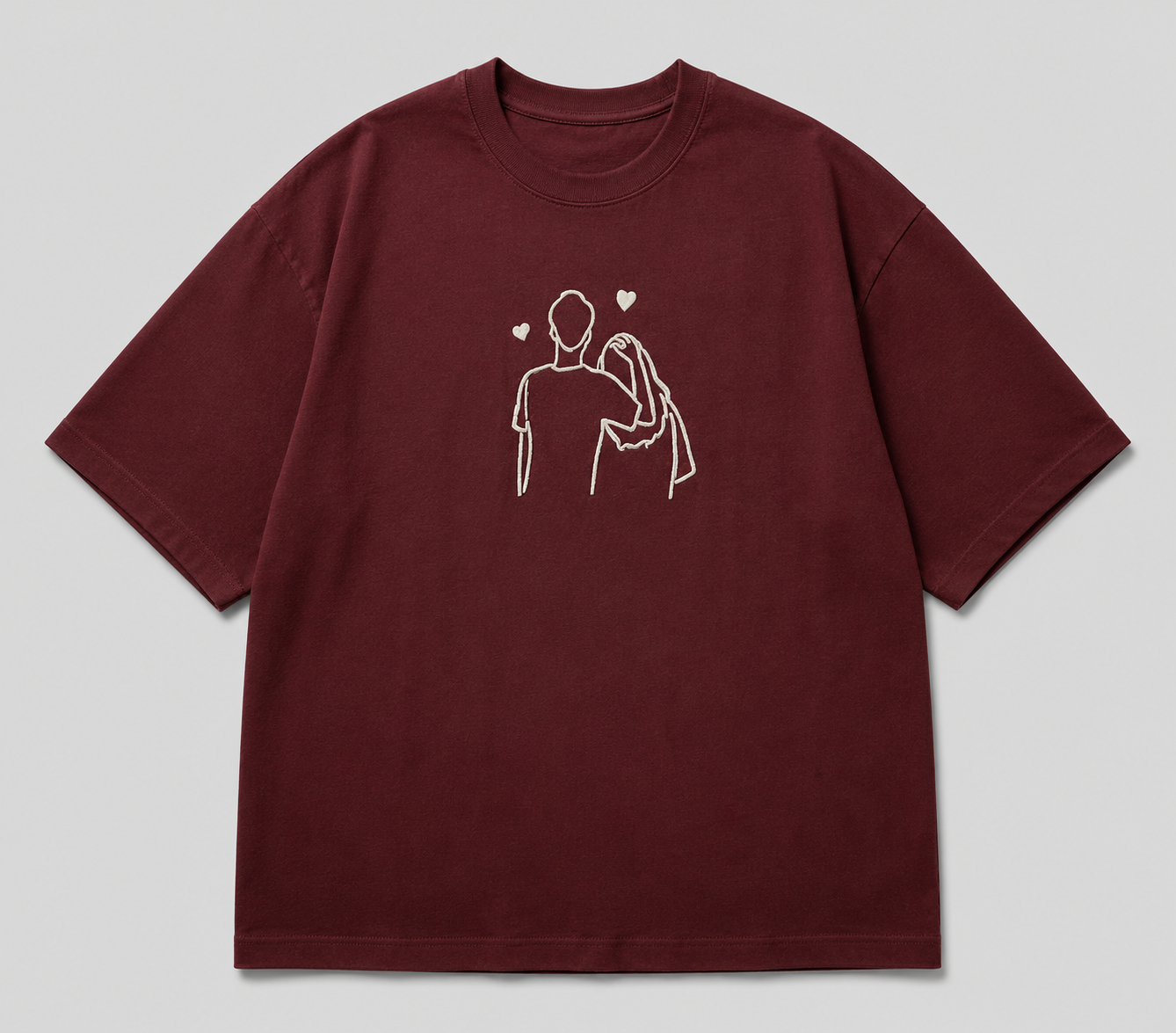 Zellee "Line-Stitch Love Edition" Heavyweight Oversized Relaxed Fit T-Shirt