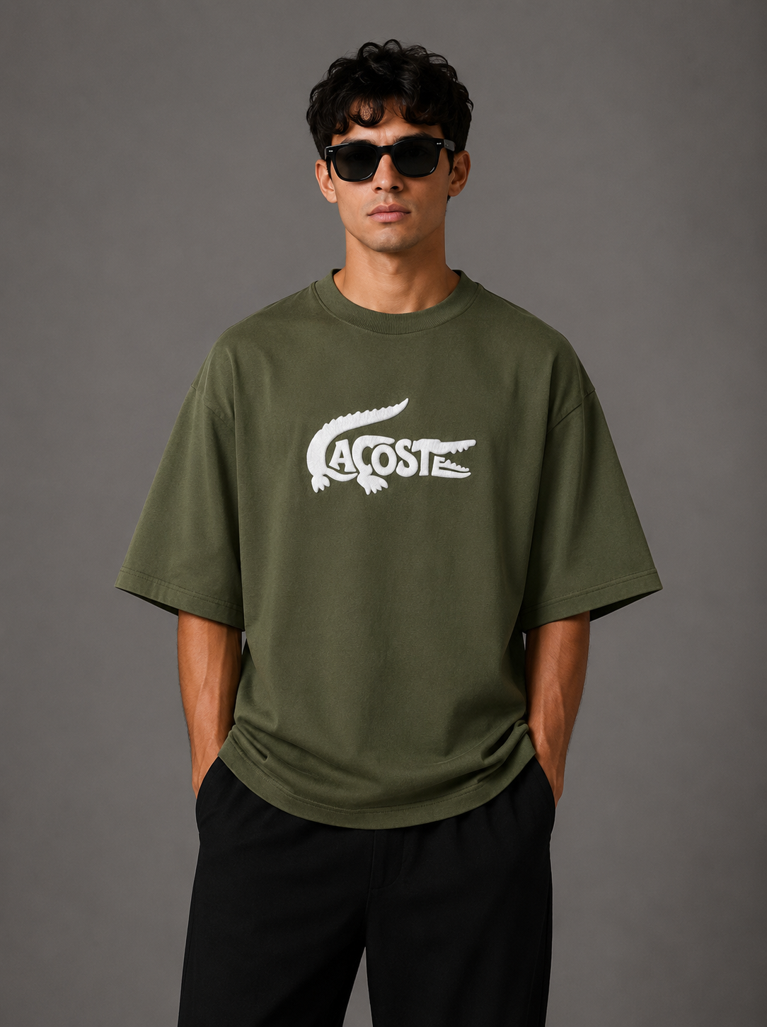 Zellee "Croc Silhouette" limited edition Embroidered Oversized Relaxed Fit T-Shirt