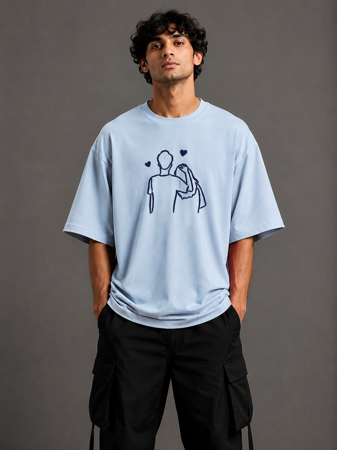Zellee "Line-Stitch Love Edition" Heavyweight Oversized Relaxed Fit T-Shirt