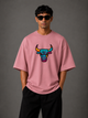 Zellee "Neon Bull" Multi-Stitch Relaxed Fit Oversized T-Shirt