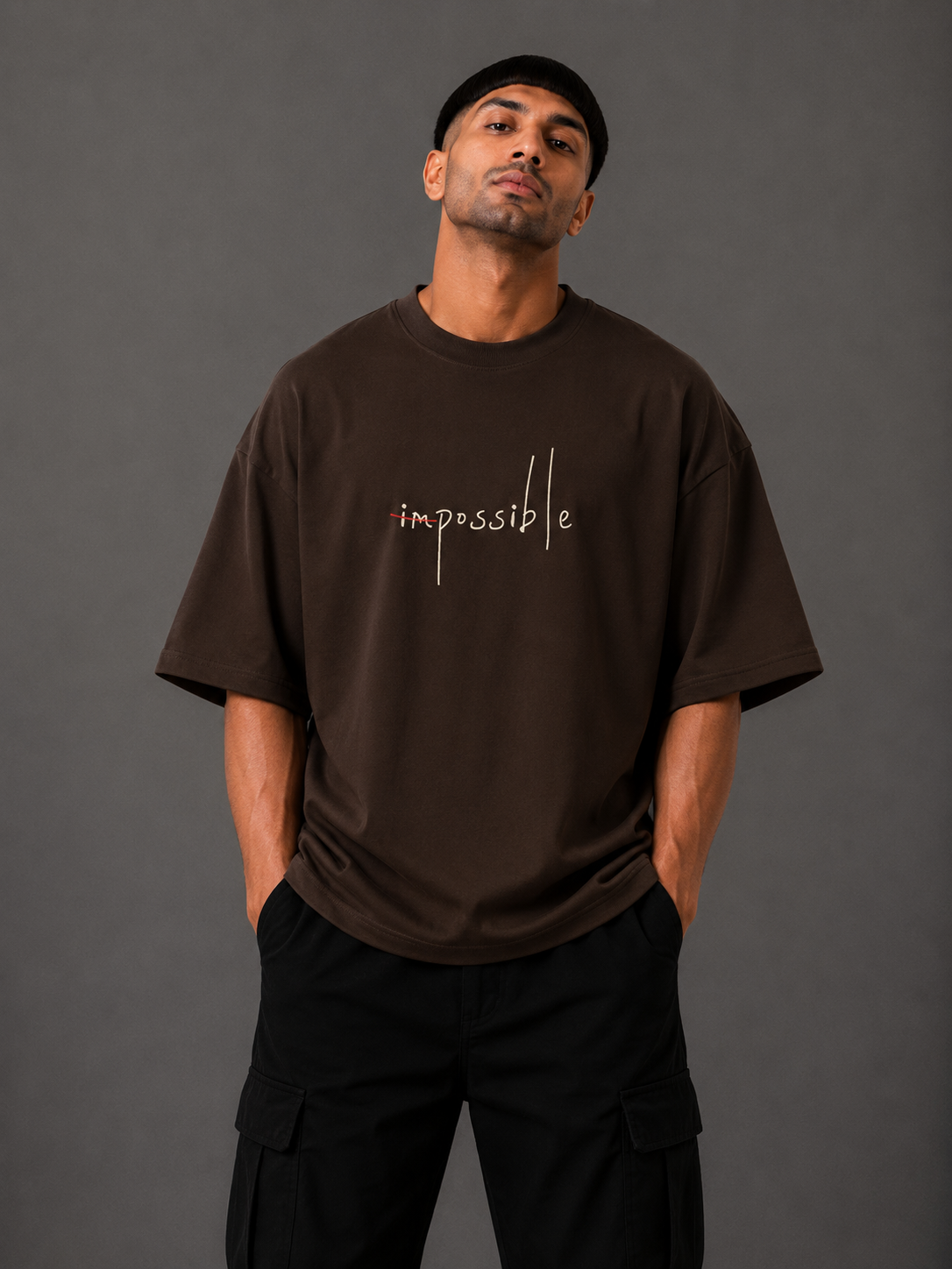 Zellee "Mindset" Oversized Embroidered Relaxed Fit T-Shirt