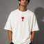 Zellee "Aesthetic Heart" High-Density Embroidered Oversized Relaxed Fit T-Shirt