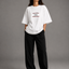 Zellee "Today" Line-Stitch Relaxed Fit Oversized T-Shirt