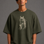 Zellee "Ink-Stitch Horse" Heavyweight Oversized Relaxed Fit T-Shirt