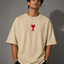 Zellee "Aesthetic Heart" High-Density Embroidered Oversized Relaxed Fit T-Shirt