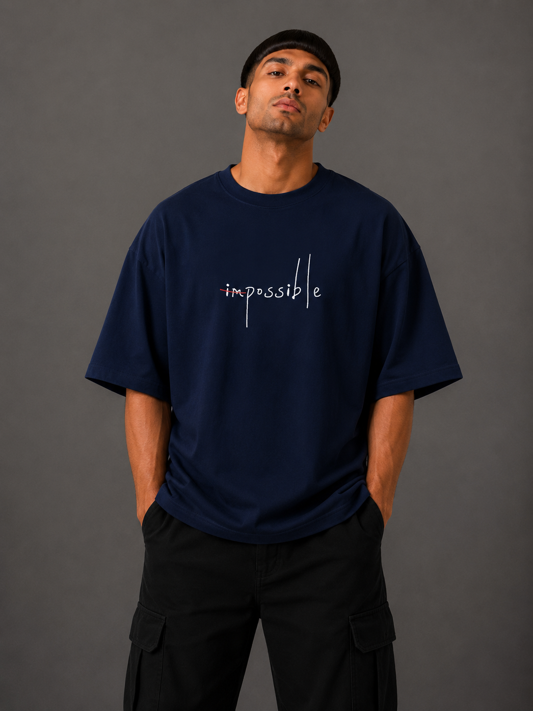 Zellee "Mindset" Oversized Embroidered Relaxed Fit T-Shirt