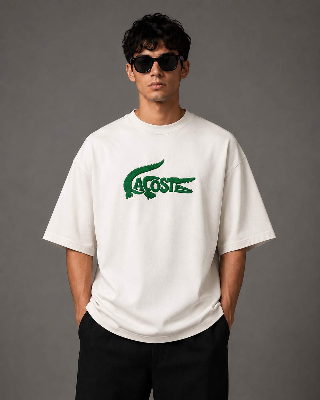 Zellee "Croc Silhouette" limited edition Embroidered Oversized Relaxed Fit T-Shirt