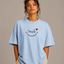 Zellee "Smile Heart" Line-Stitch Relaxed Fit Oversized T-Shirt