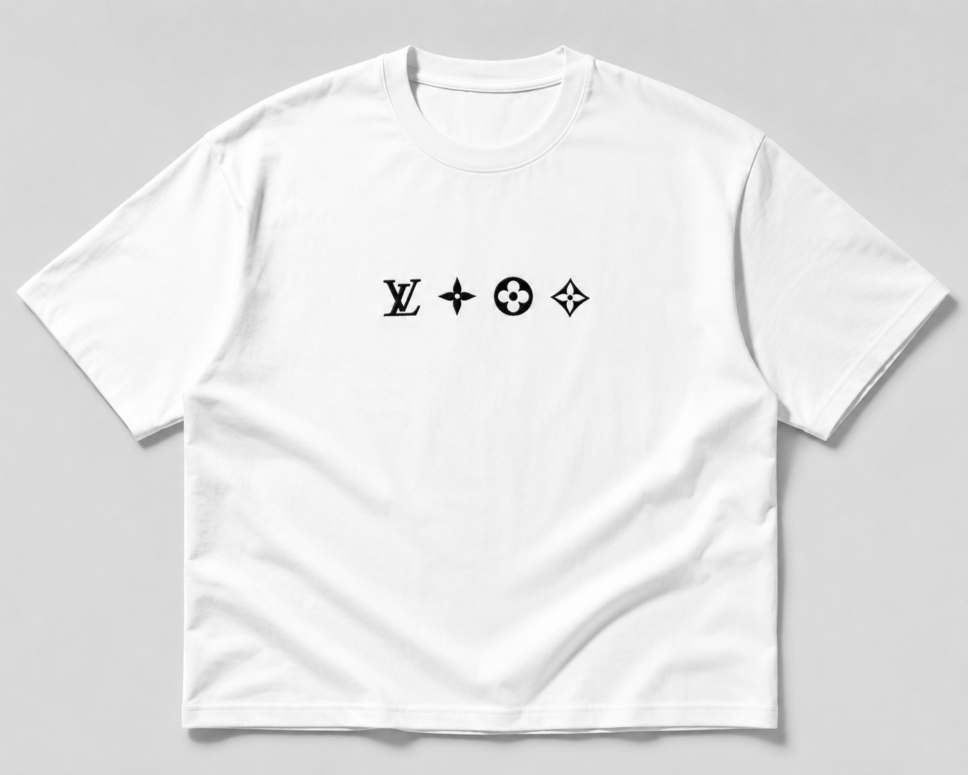 Zellee "Monogram Luxe" High-Density Embroidered Oversized Relaxed Fit T-Shirt