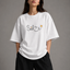 Zellee "Floral Smile" Line-Stitch Relaxed Fit Oversized T-Shirt