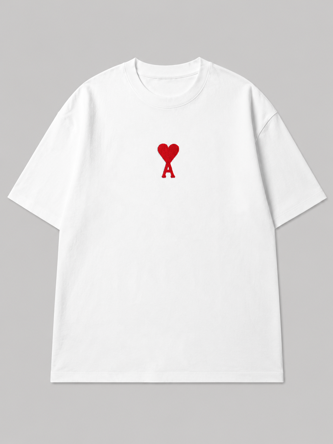 Zellee "Aesthetic Heart" High-Density Embroidered Oversized Relaxed Fit T-Shirt