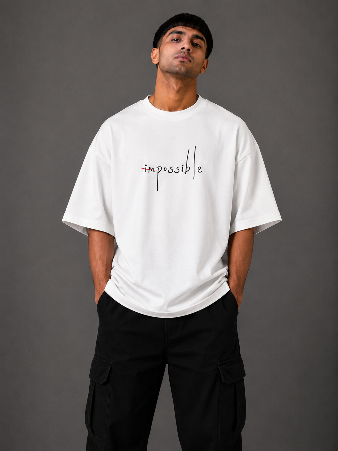 Zellee "Mindset" Oversized Embroidered Relaxed Fit T-Shirt
