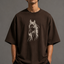 Zellee "Ink-Stitch Horse" Heavyweight Oversized Relaxed Fit T-Shirt