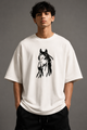 Zellee "Ink-Stitch Horse" Heavyweight Oversized Relaxed Fit T-Shirt
