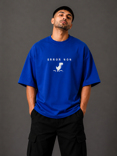 Zellee "Error 404" Pixel-Stitch Relaxed Fit Oversized T-Shirt
