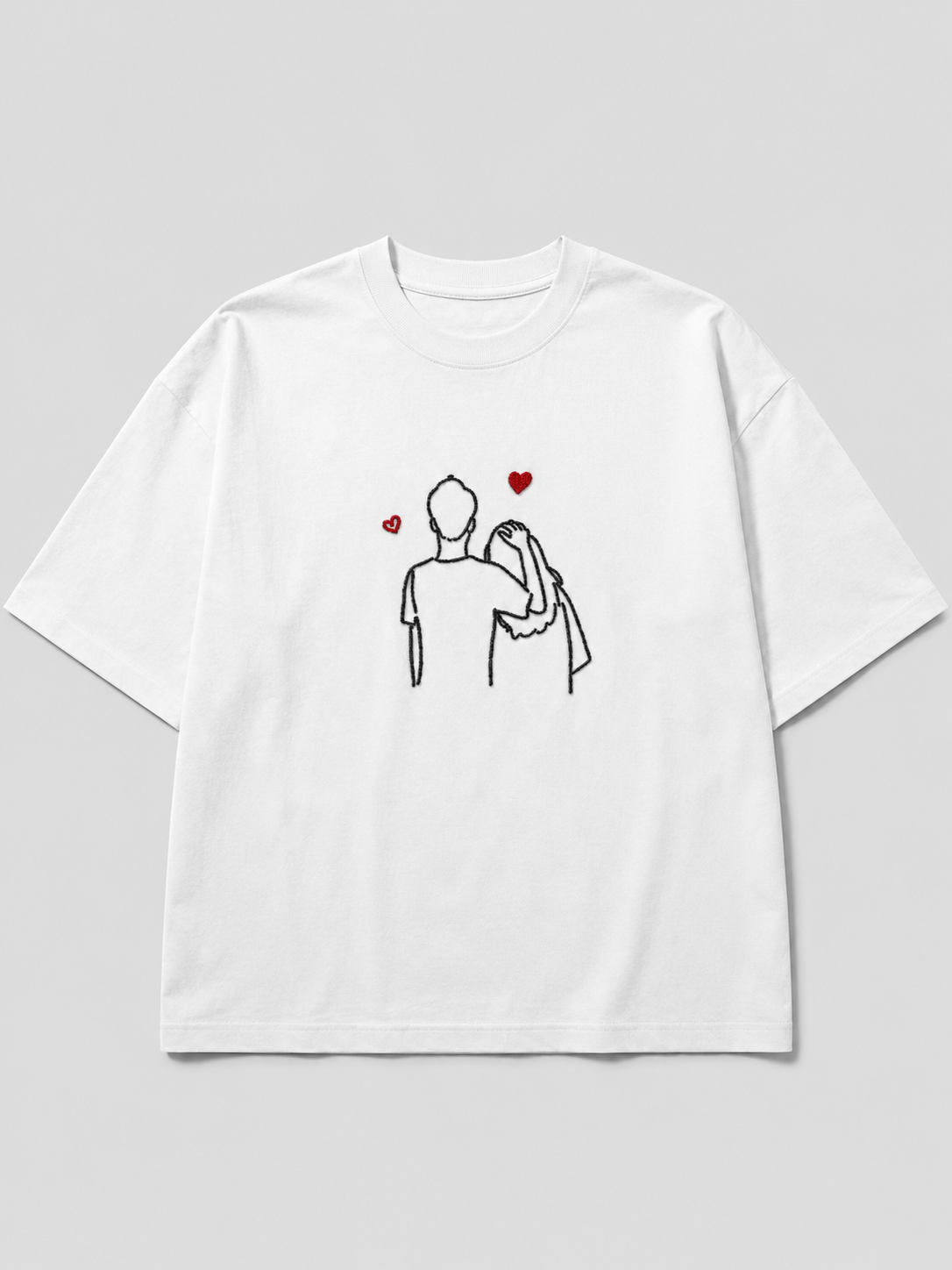 Zellee "Line-Stitch Love Edition" Heavyweight Oversized Relaxed Fit T-Shirt