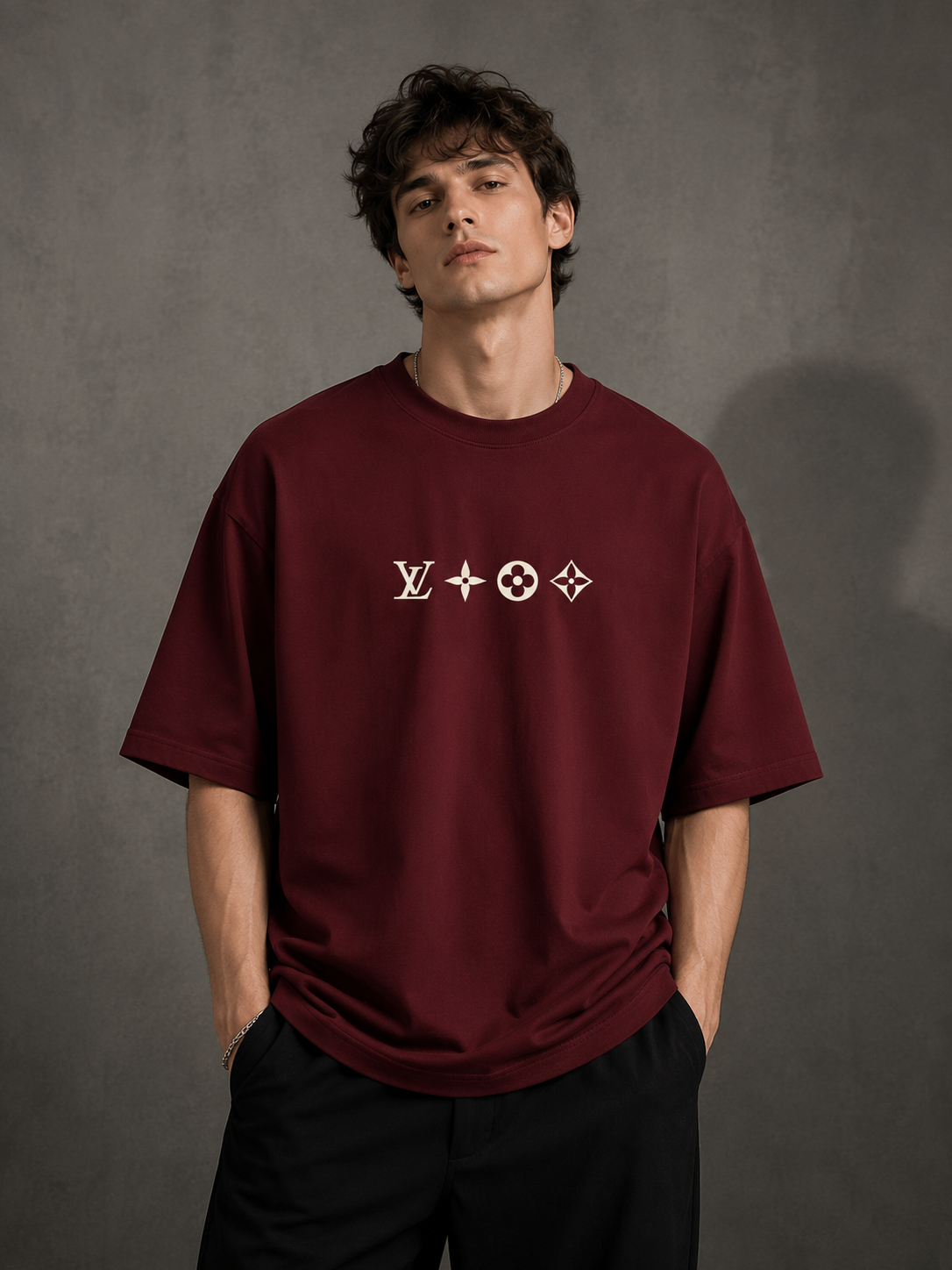 Zellee "Monogram Luxe" High-Density Embroidered Oversized Relaxed Fit T-Shirt