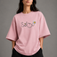 Zellee "Floral Smile" Line-Stitch Relaxed Fit Oversized T-Shirt