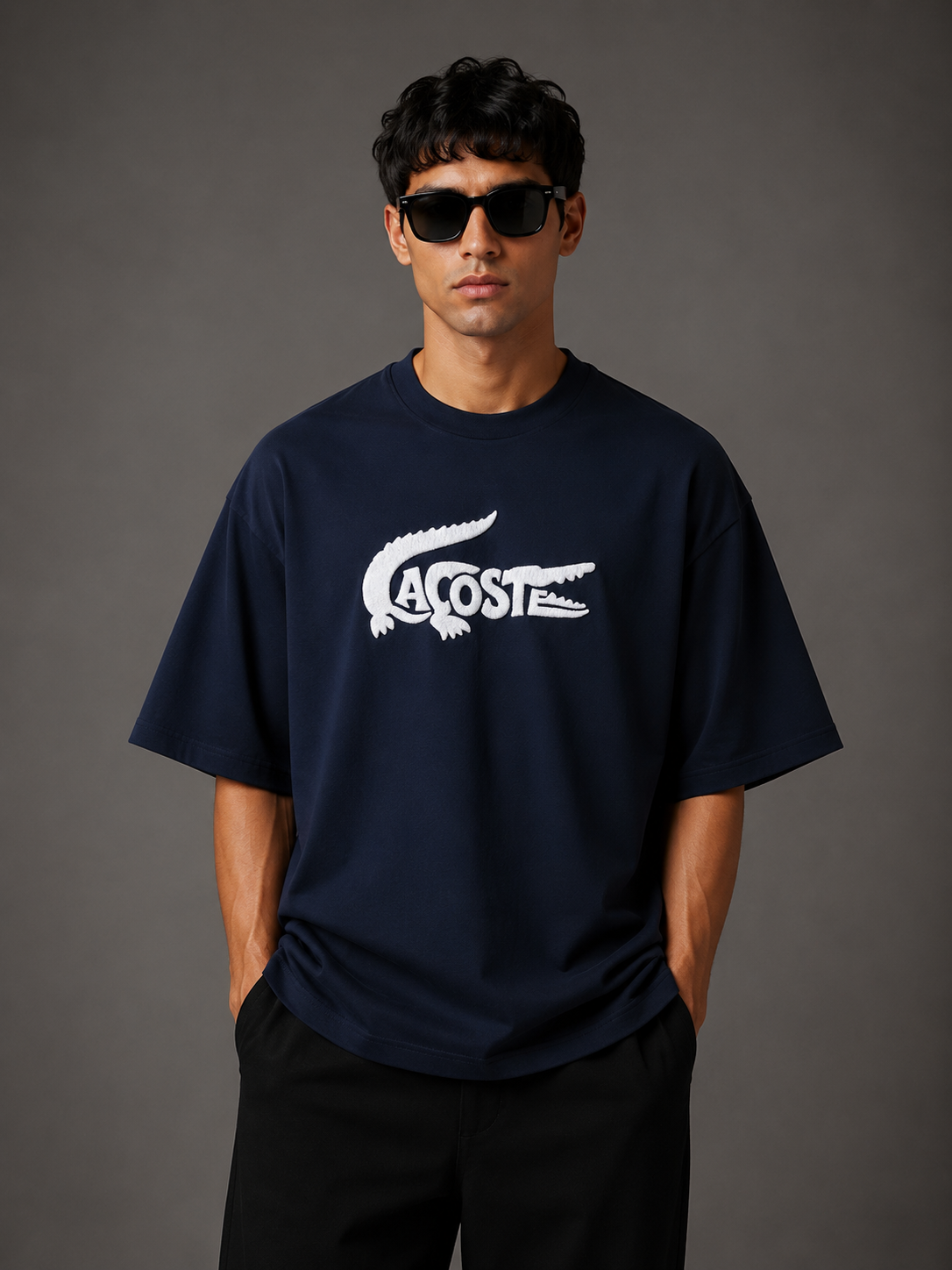 Zellee "Croc Silhouette" limited edition Embroidered Oversized Relaxed Fit T-Shirt