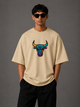 Zellee "Neon Bull" Multi-Stitch Relaxed Fit Oversized T-Shirt