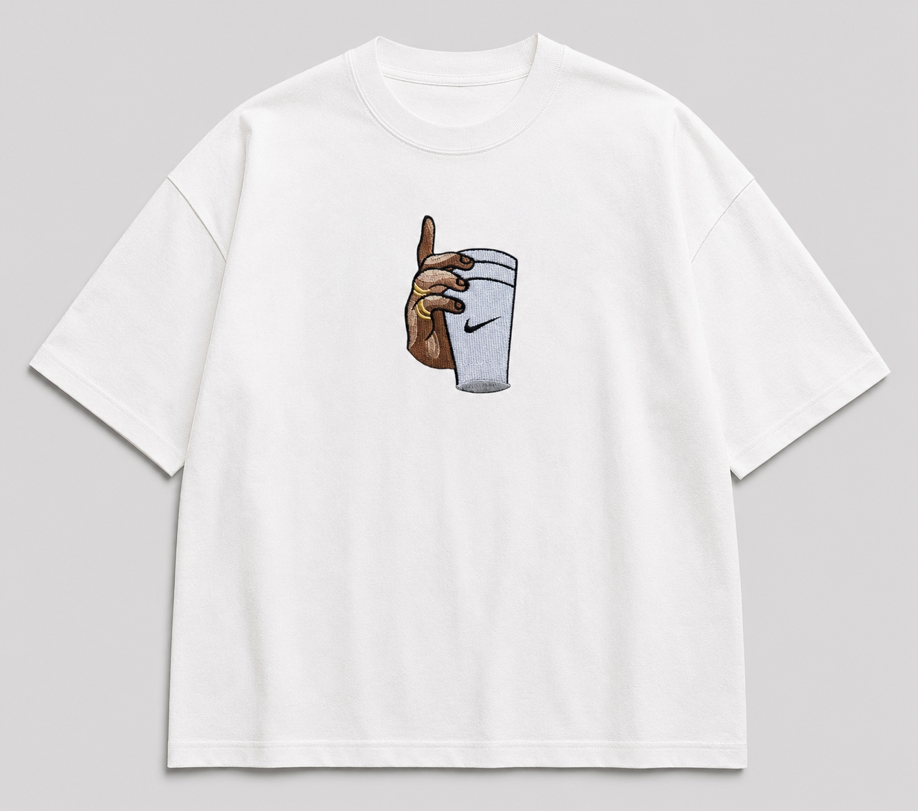 Zellee "Vibe Check" High-Density Embroidered Relaxed Fit Oversized T-Shirt