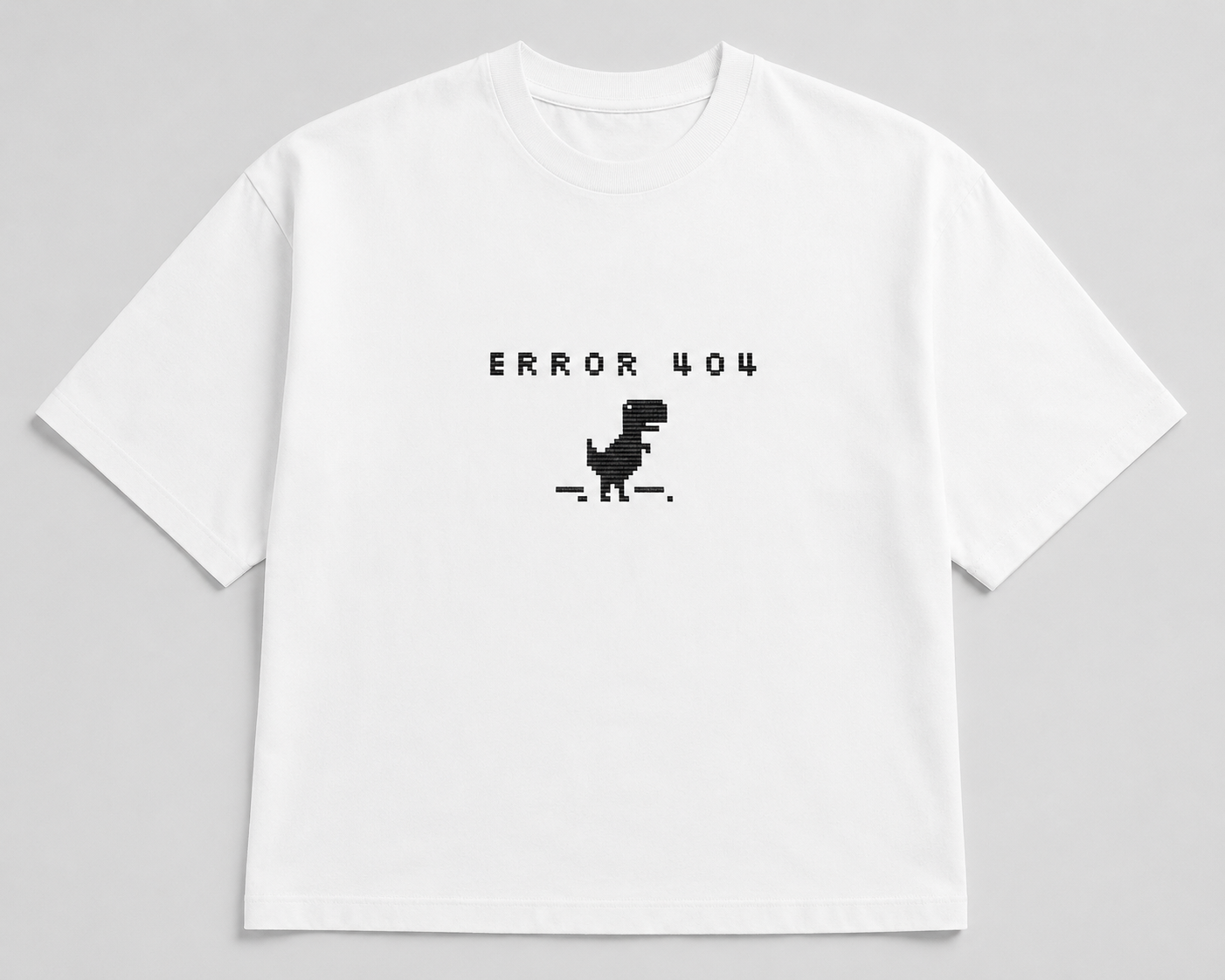 Zellee "Error 404" Pixel-Stitch Relaxed Fit Oversized T-Shirt