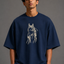 Zellee "Ink-Stitch Horse" Heavyweight Oversized Relaxed Fit T-Shirt