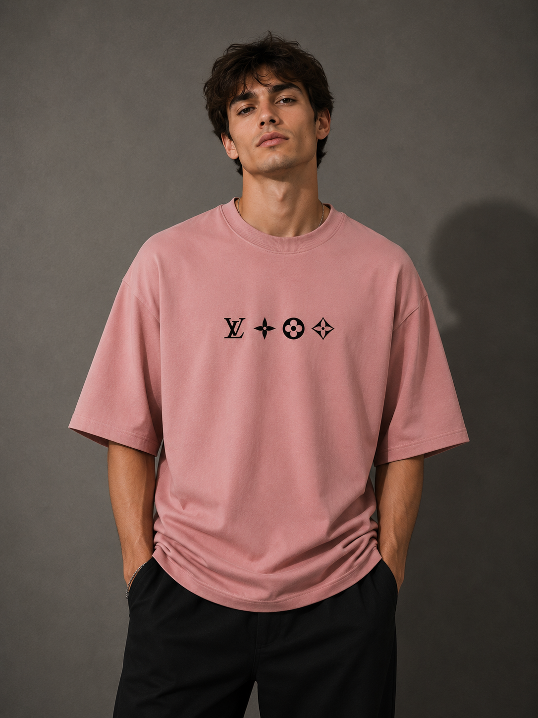 Zellee "Monogram Luxe" High-Density Embroidered Oversized Relaxed Fit T-Shirt